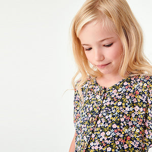 Black Ditsy Relaxed Dress (3-12yrs)