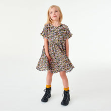 Load image into Gallery viewer, Black Ditsy Relaxed Dress (3-12yrs)
