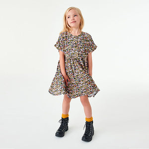 Black Ditsy Relaxed Dress (3-12yrs)