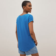 Load image into Gallery viewer, Blue Bright Cap Sleeve T-Shirt Top
