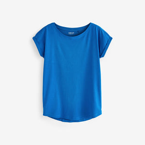 Blue Bright Cap Sleeve T-Shirt Top