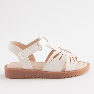 Cream White Ankle Strap Sandals