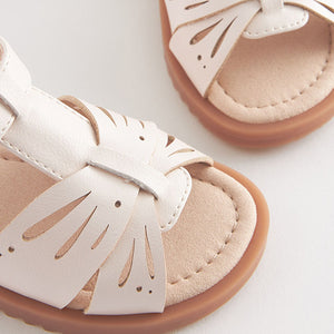 Cream White Ankle Strap Sandals