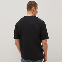 Load image into Gallery viewer, Black Relaxed Fit Essential 100% Cotton Crew Neck T-Shirt
