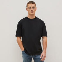 Load image into Gallery viewer, Black Relaxed Fit Essential 100% Cotton Crew Neck T-Shirt
