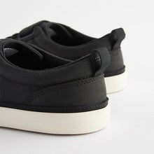 Load image into Gallery viewer, Black Standard Fit (F) Elastic Lace Touch Fastening Chevron Trainers
