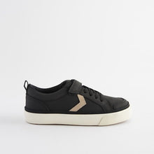 Load image into Gallery viewer, Black Standard Fit (F) Elastic Lace Touch Fastening Chevron Trainers
