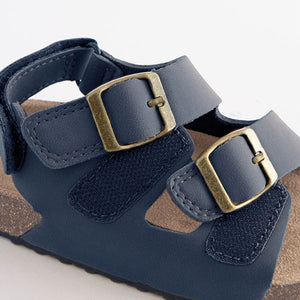 Navy Cushioned Footbed Double Buckle Touch Fastening Corkbed Sandals (Younger Boys)