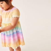 Load image into Gallery viewer, Rainbow Short Sleeve Rib Jersey Dress (3mths-6yrs)
