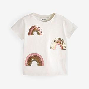Cream Rainbow Sequin T-Shirt (3mths-6yrs)