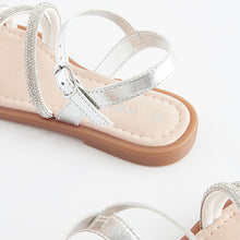 Load image into Gallery viewer, Silver Sparkle Jewelled Sandals (Older Girls)
