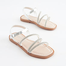 Load image into Gallery viewer, Silver Sparkle Jewelled Sandals (Older Girls)
