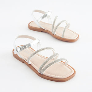 Silver Sparkle Jewelled Sandals (Older Girls)