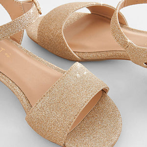 Gold Glitter Occasion Heel Sandals (Older Girls)