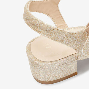 Gold Glitter Occasion Heel Sandals (Older Girls)