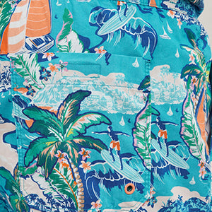 Blue Hawaiian Printed Swim Shorts