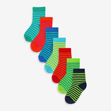 Load image into Gallery viewer, Bright Stripe 7 Pack Cotton Rich Socks (Younger Boys)
