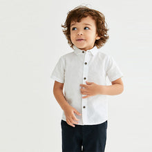Load image into Gallery viewer, White Short Sleeve Linen Cotton Shirt (3mths-6yrs)
