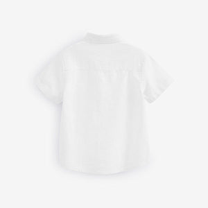 White Short Sleeve Linen Cotton Shirt (3mths-6yrs)