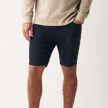 Load image into Gallery viewer, Navy Blue Slim Motionflex 5 Pocket Chino Shorts
