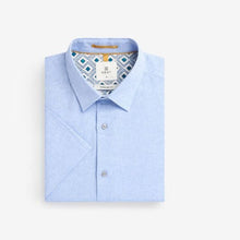 Load image into Gallery viewer, Light Blue Regular Fit Linen Blend Trimmed Shirt
