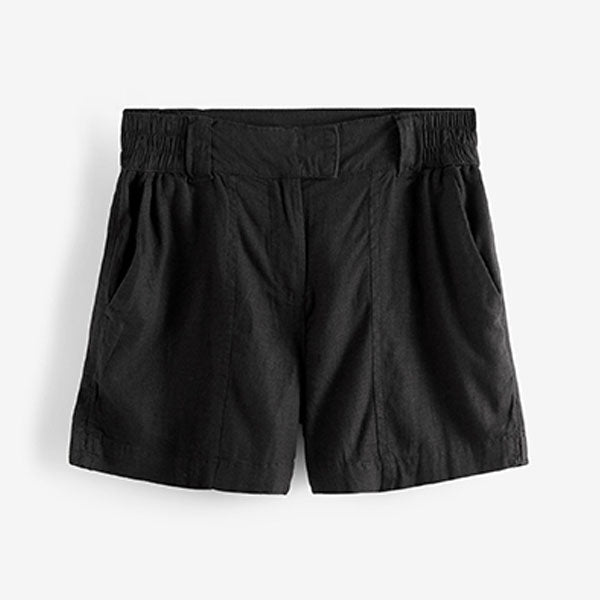 Black Linen Blend Boy Shorts