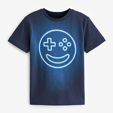 Load image into Gallery viewer, Navy Blue Glow Smile Short Sleeve Graphic T-Shirt (3-12yrs)
