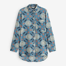Load image into Gallery viewer, Light Blue Tile Textured Long Sleeve Shirt with Pocket
