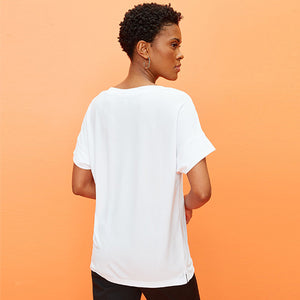 White Modal Rich Premium V-Neck T-Shirt