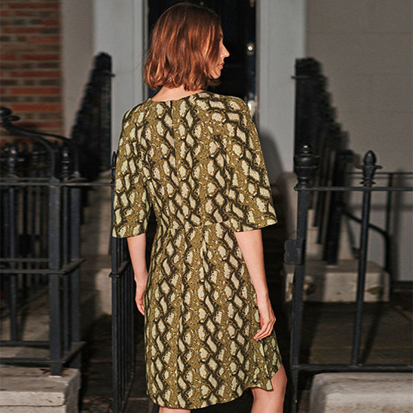 Green Snake Print Next Twist Front Mini Dress