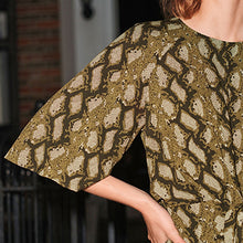 Load image into Gallery viewer, Green Snake Print Next Twist Front Mini Dress
