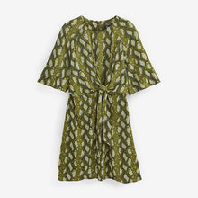 Load image into Gallery viewer, Green Snake Print Next Twist Front Mini Dress
