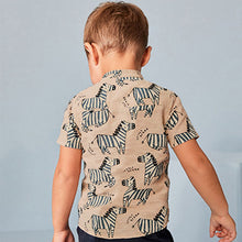Load image into Gallery viewer, Neutral Zebra Printed Short Sleeve Shirt (3mths-6yrs)
