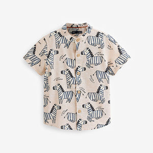 Neutral Zebra Printed Short Sleeve Shirt (3mths-6yrs)
