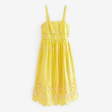 Load image into Gallery viewer, Yellow Premium Occasion Lace Detail Sleeveless Midi Dress
