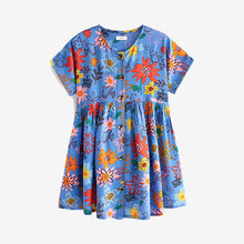 Load image into Gallery viewer, Cobalt Blue Floral Relaxed Dress (3-12yrs)
