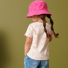 Load image into Gallery viewer, Fluro Pink Ditsy Scallop Cotton T-Shirt (6mths-6yrs)
