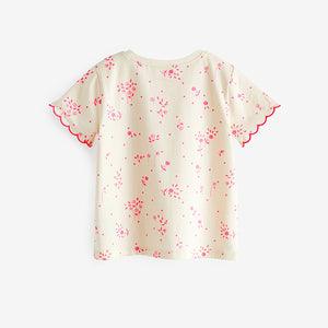 Fluro Pink Ditsy Scallop Cotton T-Shirt (6mths-6yrs)