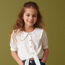 Load image into Gallery viewer, White Puff Sleeve Tie Front Blouse (3-12yrs)

