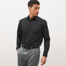 Load image into Gallery viewer, Black Regular Fit Easy Care Single Cuff Shirt
