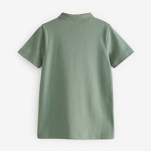 Green/Navy Short Sleeve Zip Neck Polo Shirt (3-12yrs)