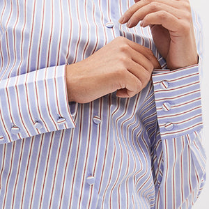 Blue/Red Stripe Fitted Cotton Formal Shirt