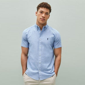 Light Blue Regular Fit Short Sleeve Oxford Shirt