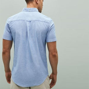 Light Blue Regular Fit Short Sleeve Oxford Shirt