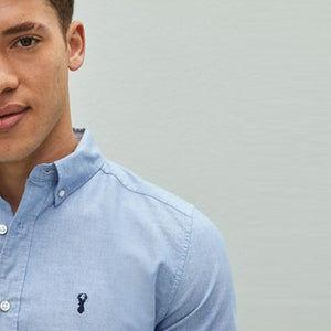 Light Blue Regular Fit Short Sleeve Oxford Shirt