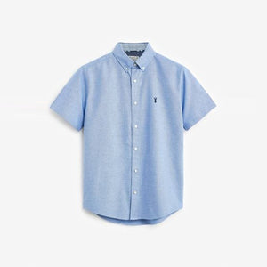 Light Blue Regular Fit Short Sleeve Oxford Shirt