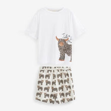 Load image into Gallery viewer, Ecru Hamish The Highland Cow Cotton Short Set Pyjamas
