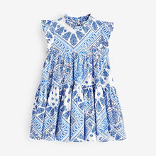 Load image into Gallery viewer, Blue Short Sleeve Tiered Jersey Dress (3mths-6yrs)
