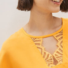 Load image into Gallery viewer, Yellow Lace Neck Short Sleeve Tunic
