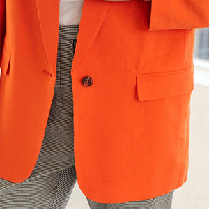 Orange Relaxed Fit Single Breasted Blazer
